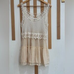 Elegant Cream Lace Layered Women's Top